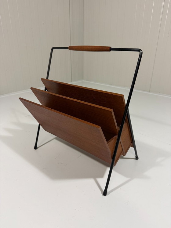 Teak Magazine Rack from the Sixties, Metal, Black (photo 5 of 11)