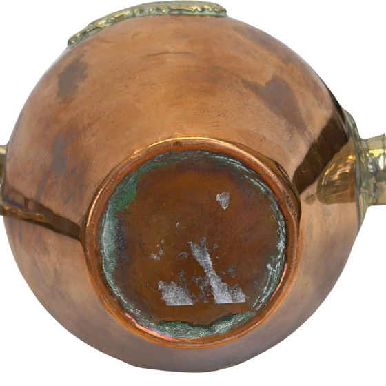 Vintage Himalaya Tibetaanse Koperen Drakenkannen – Paktong Reliëfdecoratie (28.5 cm) – Servies, Brass (photo 9 of 9)