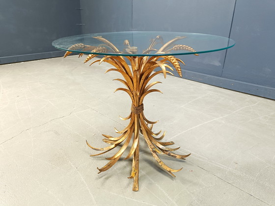 Image 1 of Vintage gilt metal sheaf of wheat coco chanel coffee table, 1960s
