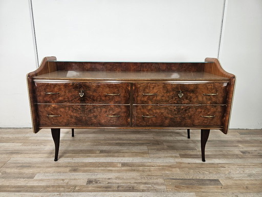 Walnut Burl Chest of Drawers with Double Glass Top