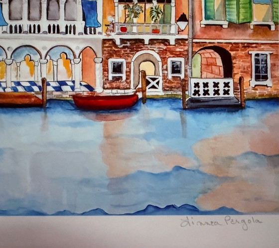 Image 1 of Linnea Pergola: "Venecia-Luz de Luna". Giclee, firmado a mano, sobre papel Hahnemühle Velvet hecho a mano.