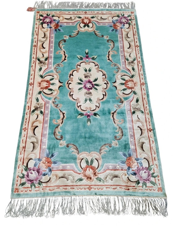 Image 1 of Hand-knotted Oriental Silk Carpet Aubusson Mint New 93x153cm