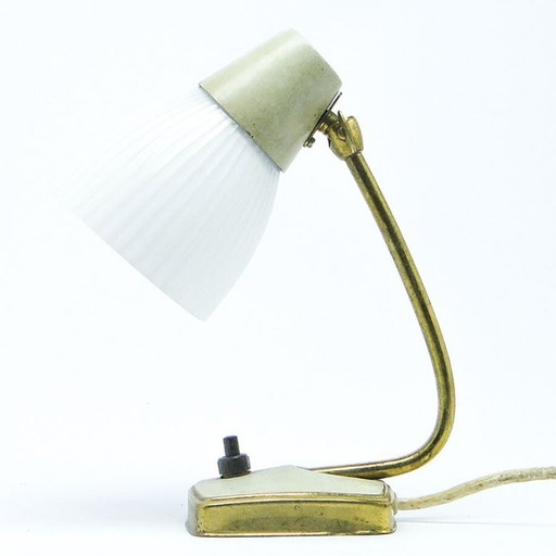 Vintage Bedside Lamp, Poland, 1960s – tafellampen, Glass, Brass
