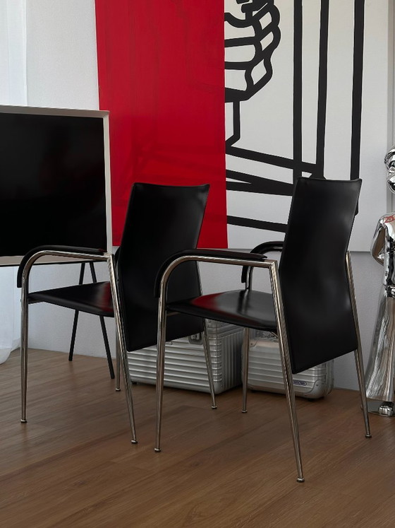 Fasem Armstoelen Van Giancarlo Vegni En Gianfranco Gualtiero – Fauteuils, Leather, Metal (photo 6 of 6)