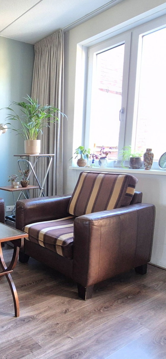 Image 1 of 3pers vintage bank met clubfauteuil