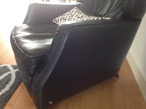 Natuzzi Amadeus zwart lederen fauteuil 