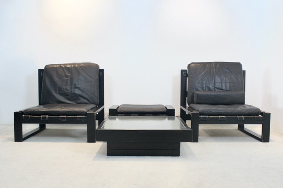 Ensemble de salon par Atelier Sonja Wasseur, Salons de jardin & lounge design d'occasion, Cuir, Bois (photo 13 sur 14)