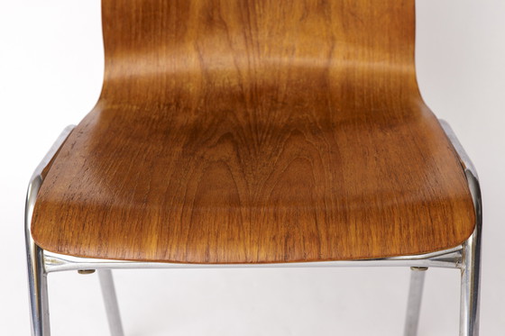 Image 1 of 1 of 4 Vintage 1970s Teak & Metal Stacking Chair, Germany – Set of up to 4 Available