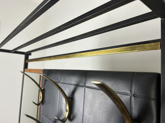 Image 1 of Vintage mid century modern hal kapstok met spiegel