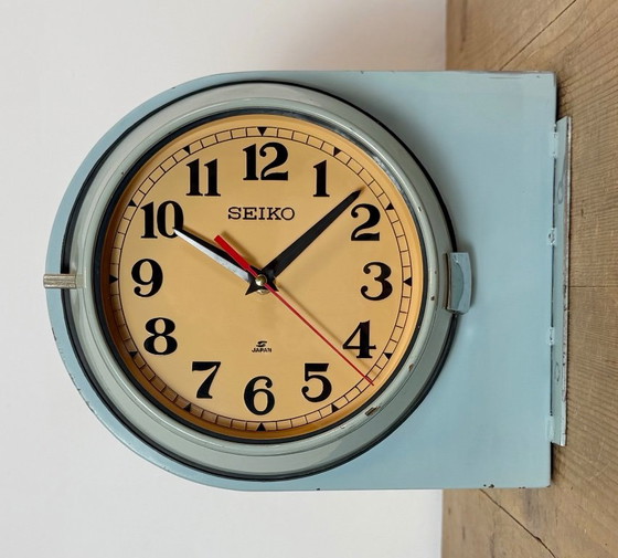 Orologio da parete vintage Seiko blu a doppia faccia con raffigurazioni di navi, anni '80 – Plastic, Glass (photo 3 of 21)