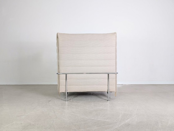 Image 1 of 3x Originele Vitra Alcove fauteuil met hoge rugleuning, grijsbeige, kantoorbank