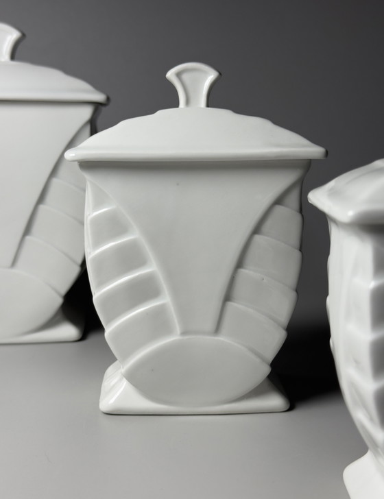 Image 1 of Set of Three Art Deco Porcelain Storage Jars