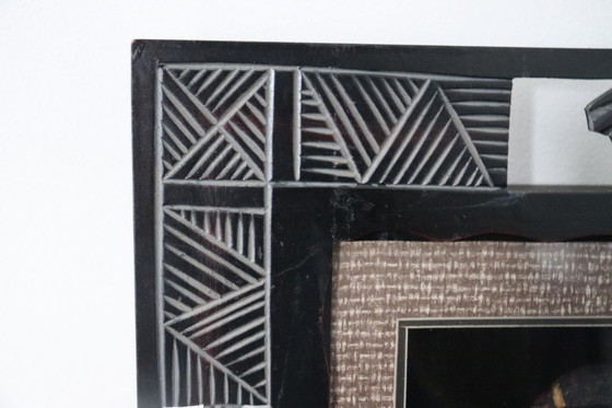 Image 1 of African artwork in wooden frame