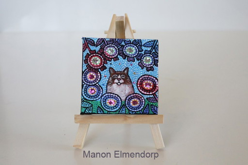 Unique Hand-Painted Painting including Little Donkey Cat Ragdoll
