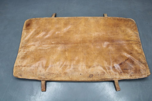 1930s Czechoslovakian Thick Leather Gym Mat, Patinated