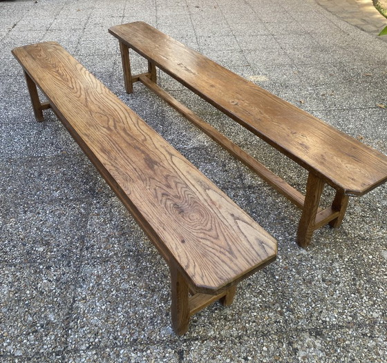 Solid Oak Wood Farmhouse Bench 220cm for Rustic 1950s Farmhouse Table – Benches (photo 5 of 17)