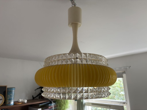 Suspension jaune vintage – hanglampen, Glass, Plastic