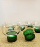 6x vintage Luminarc 1970 green glasses