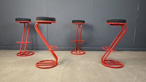Barhocker im Memphis-Stil, 1980er Jahre – 4er-Set