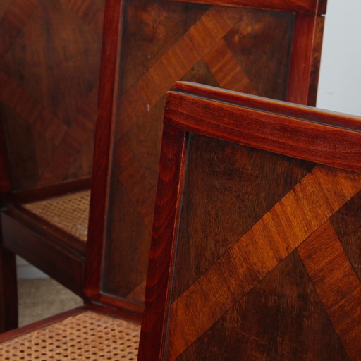 Suite von 6 Holzstühlen aus den Jahren 1930-40