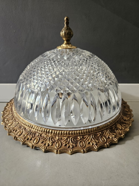 Plafoniera Vintage Hollywood Regency Vetro Cristallo & Ottone – Plafoniere, Brass, Glass (photo 2 of 6)