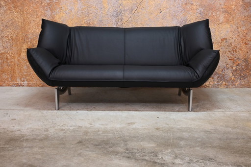 Überholtes schwarzes Ledersofa Leolux Tango Design