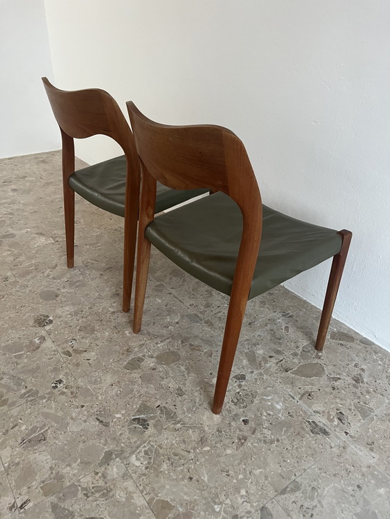 Image 1 of Sedie da pranzo danesi Mid-Century - Coppia Niels Otto Møller, modello 71, per J.L. Møllers Møbelfabrik