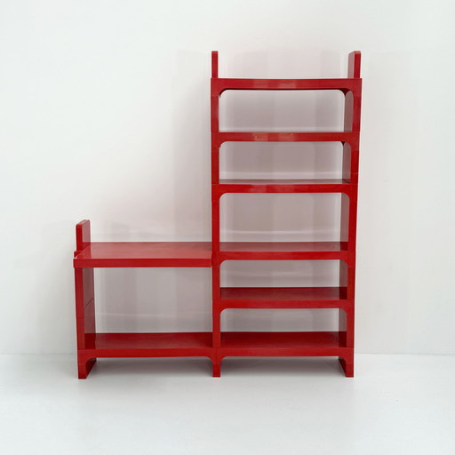 Étagère modulaire rouge avec bureau par Olaf Von Bohr pour Kartell, 1970