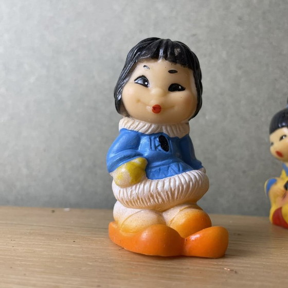 Set of 3 Japanese figurines netsuke made in the USSR 1970s, Decorative Objects, Rubber, Multi Color (photo 5 of 7)