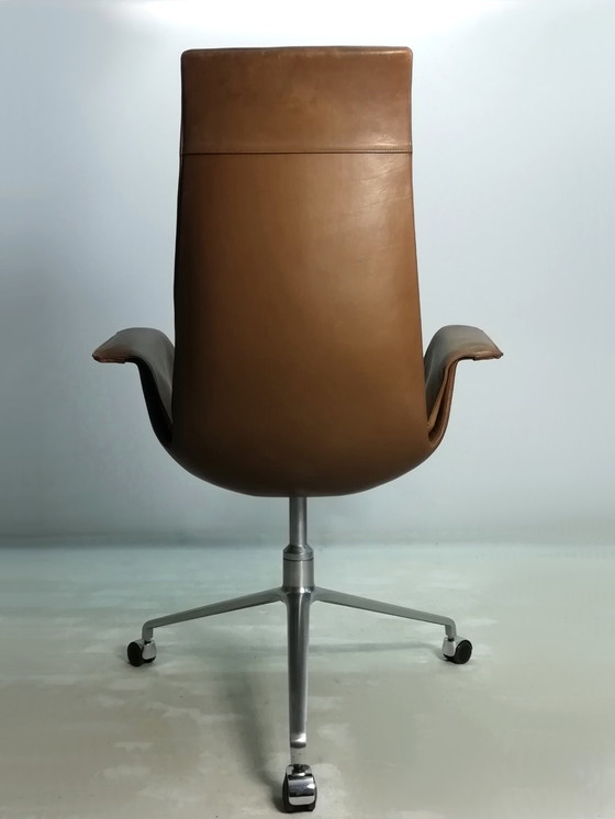 Image 1 of Sedia da ufficio in pelle Kill FK67 Icone 1967 Fabricius Kastholm Tulip a 3 gambe Knoll