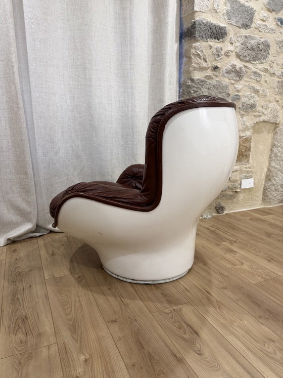 Pair of Karaté Armchairs, Michel Cadestin for Airborne, 1970s, cadestin michel, Swivel chairs, Leather (photo 3 of 5)