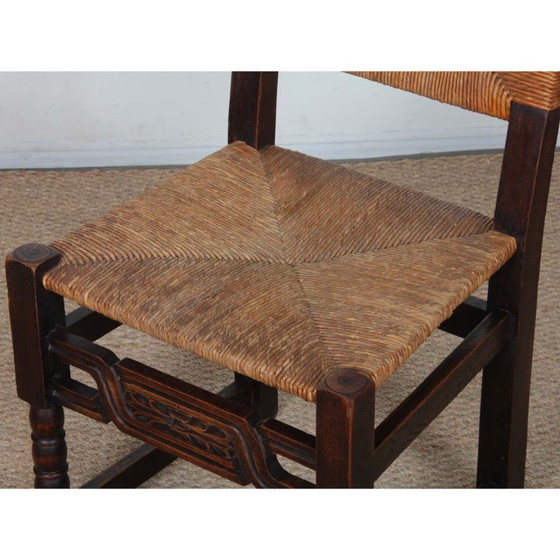 Image 1 of Chaise paillée en bois massif, travail français, 1940
