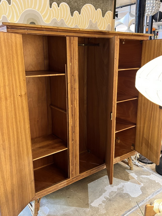 Image 1 of vintage rattan wardrobe