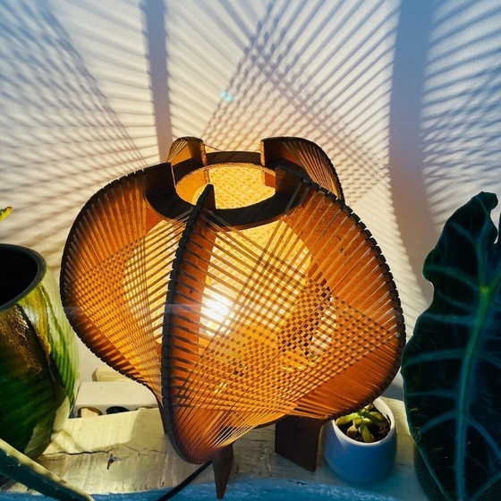 Image 1 of Portuguese mid century sculptural wooden table lamp, 1960s