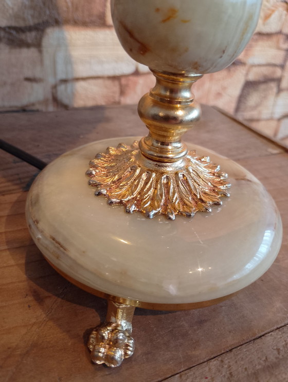 Image 1 of Prestigieuze vintage bronzen onyxlamp, volledig gerestaureerd.