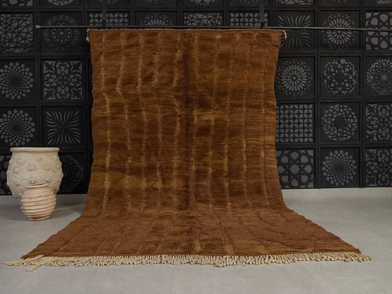 Tappeto marocchino marrone tinta unita in lana 3/2 Tappeto marocchino su misura – Tappeti, Wool, Cotton (photo 10 of 11)
