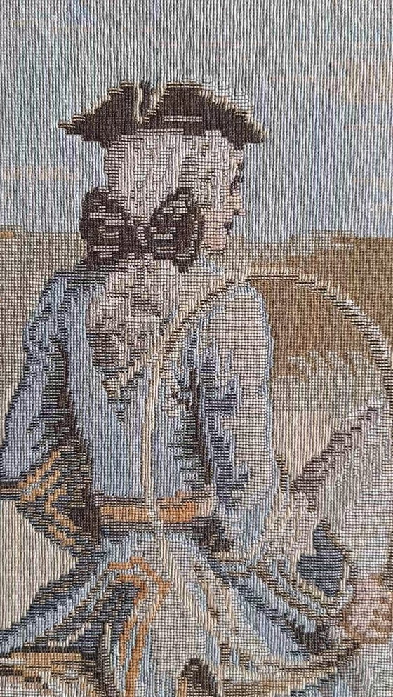 Image 1 of Large custom-made Jules Pansu French tapestry with 18th-century royal hunting scene 'en Forêt de Compiègne' 390 x 157 cm