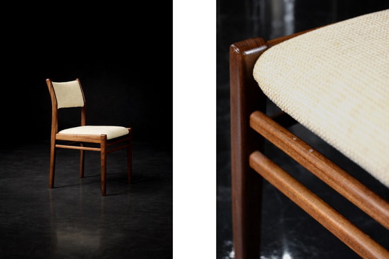 Image 1 of Chaises danoises vintage en teck et tissu beige, style moderne du milieu du siècle, années 1960, lot de 4