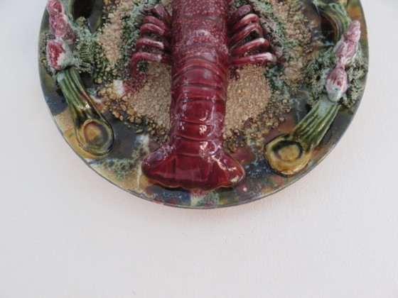 Image 1 of Antiek majolica "kreeft" wandbord, Caldas de Rainha, Palissy, jaren 30