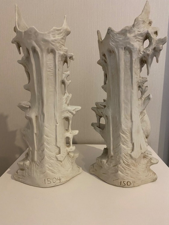 Image 1 of Paar antike weiße Keramikskulpturen – Dekorative Eisbären