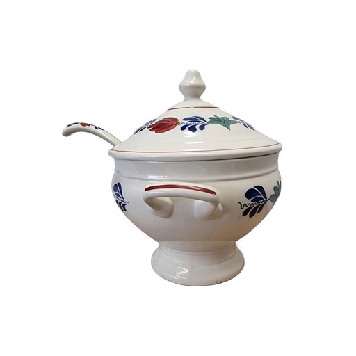 Boch Boerenbont soup tureen with spoon, late 20th century