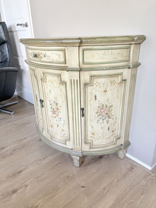 Brocante dressoir ladenkast met spiegel + 2 nachtkastjes