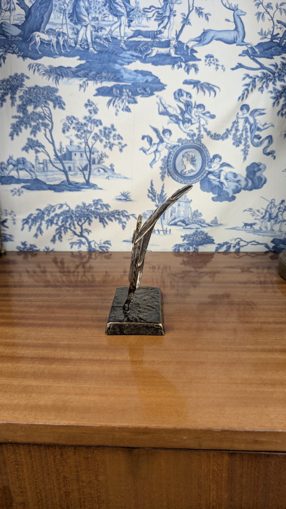 Image 1 of Yves LOHÉ "Cocorico" verguld bronzen haan sculptuur met certificaat, Vintage 1990