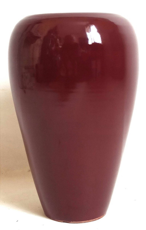 Bordeaux-colored ceramic vase Height 30 cm
