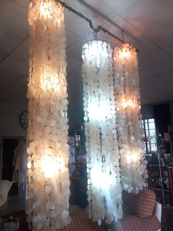 Image 1 of Vintage Mother-of-Pearl Hanging Lamp