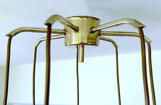 Image 1 of Lampada a sospensione vintage in ottone a cascata in stile spaziale