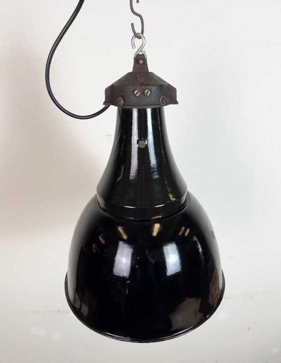 Image 1 of Lampada a sospensione Bauhaus in smalto nero industriale, anni '30