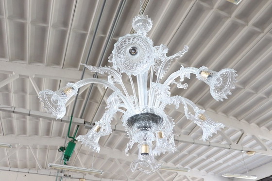 Image 1 of Transparenter Kronleuchter aus Muranoglas, 1980er Jahre