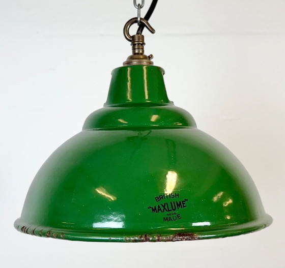 Image 1 of Industrial Green Enamel Factory Pendant Lamp from Maxlume, 1960s