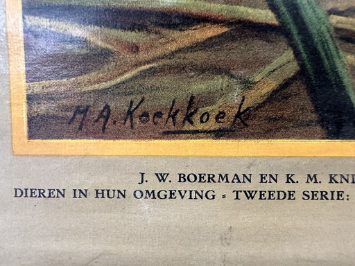 Vintage-Schulplan aus Leinen – Nilpferd